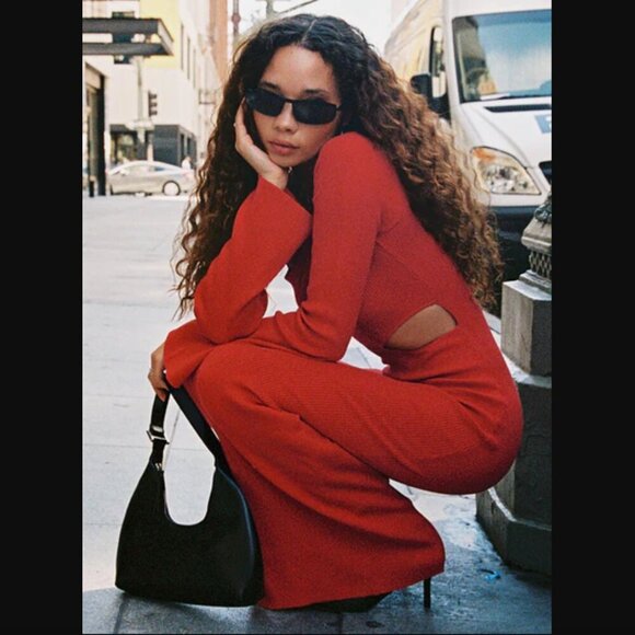 Princess Polly Whitley Red Cut Out Knit Maxi Dress XS/S - Picture 4 of 12